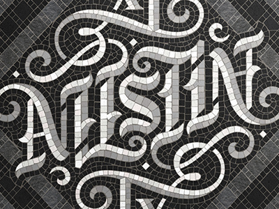 Austin Collab with Mark Caneso ambigram fauxsaics handlettering lettering mosaic typography