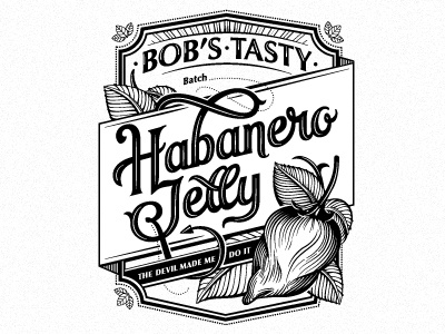 Habanero Jelly III illustration lettering packaging