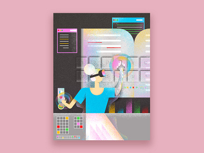 Writing the Future character character art character concept characterdesign color design flat future illustration technology texture typing vector writing