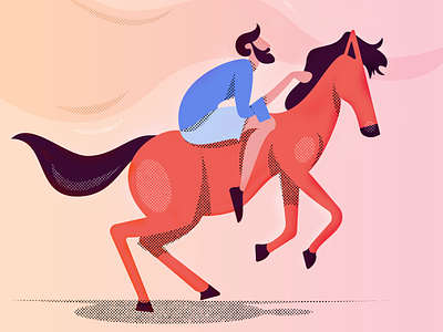 Riding Ahead character design flat gradient illustration texture vector