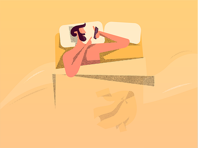 Morning Addiction addiction bad cellphone character character art character concept characterdesign color design flat gradient illustration morning texture vector