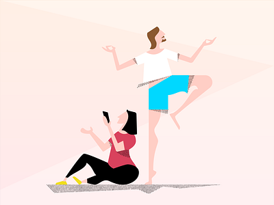The Couple character character art character concept characterdesign color couple design flat gradient illustration meditation texting texture vector