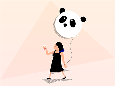 The Panda baloon character character art character concept characterdesign color design flat gradient illustration panda texture vector