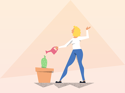 The Responsible cactus character character art character concept characterdesign color design flat girl gradient illustration lady responsible texture ui vector water