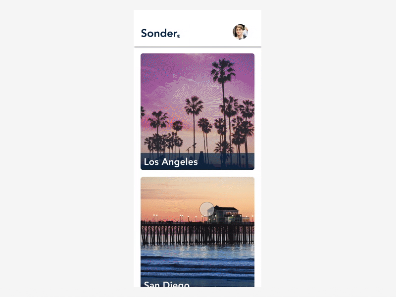 Sonder | Travel App (scroll) interaction design product design sonder ui ux
