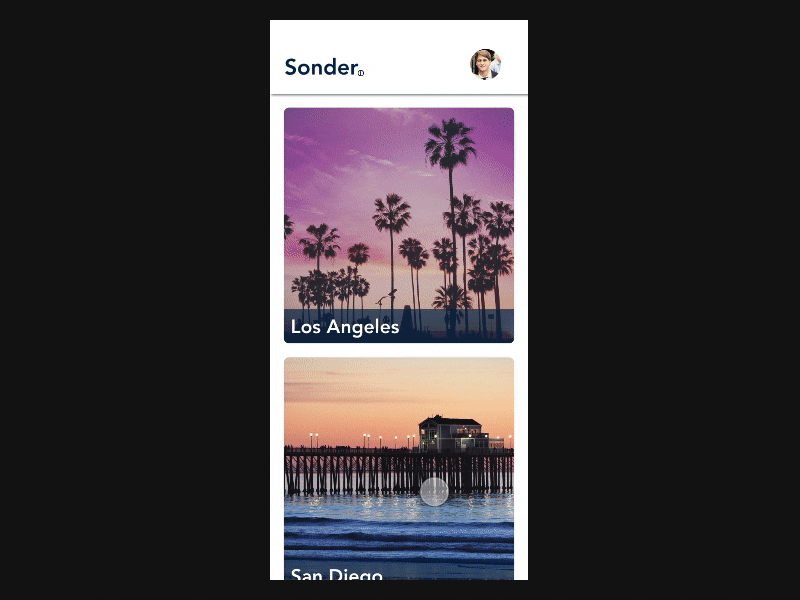 Sonder | Travel App (map view) ui ux interaction design design product design travel sonder
