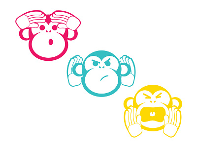 Three Wise Monkey branding icon illustration