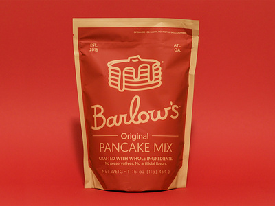 Barlows Original Pancake Mix | PACKAGING brand and identity branding branding illustration consumer packaged goods cpg branding cpg logo cursive logo food and bev food and bev branding food and beverage packaging food packaging hand lettering logo design midwest illustrator mild tiger package design packaging design pouch packaging script logo script logo design