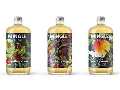 MINGLE kombucha | label and branding project by Mild Tiger bottle label brand and identity branding case study consumer branding consumer goods floral handpainted illustration kombucha mild tiger packagedesign packaging