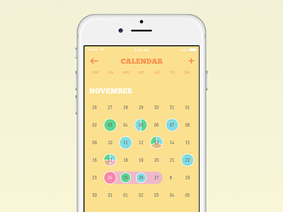 Girl U App UI app awesome cal calendar girl girly green ios organice pink ui yellow