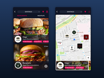 TheBesty App app experts food map map app nightlife recommendations tags ui ux