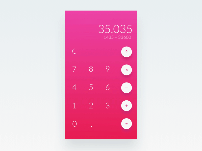 Daily UI Challenge #04 - Calculator calculator challenge daily dailyui numbers pink red sketch ui ux