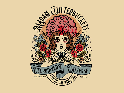 Madam Clutterbuckets Neurodiverse Universe Identity asheville branding design illustration logo