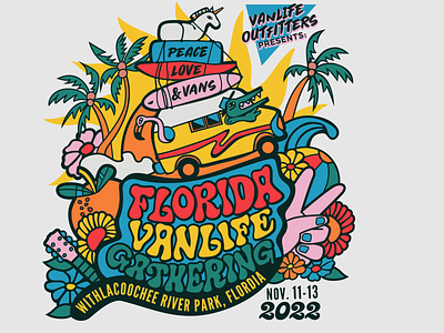 Florida VanLife Gathering 2022 Festival Identity asheville branding design illustration logo music