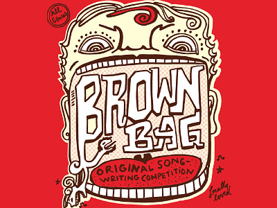 Brown Bag Songwriting Competition Flyer man mouth music poster song