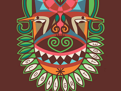 Leaf poster african mask music tribal woodpecker