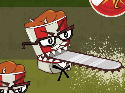 Chain Saw KFC Bucket Cutting Down Forest bucket chicken chicken leg glasses kfc video game