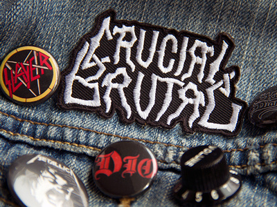 Crucial Embroidered Patch lettering logo metal patch type