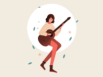 The girl who plays the guitar guitar illustration ipad vector