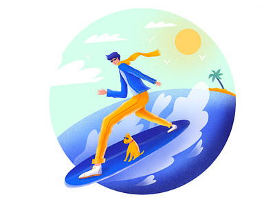👨+🐶+🏄=👌 illustration ipad surfing