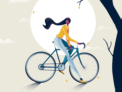 Cycling autumn bike bike ride cycling illustration ipad leaves season vector