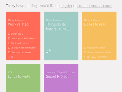 Tasky color list pastels task to do todo todo app ui ux webapp