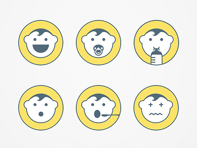 Happy Kid Logo baby branding coffee face flat hustle icon illustration logo mark minimal variations