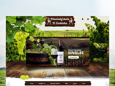 E-shop with wine atmosphere e shop ecommerce eshop friendly grapes keg viticulture webdesign wine wood