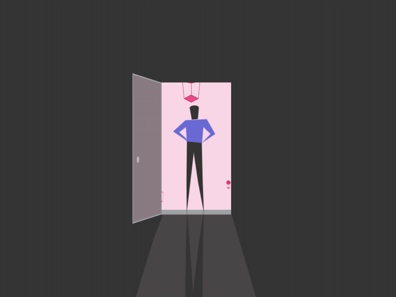 Hello Dribbble ! animation character debut door dribbble first galaxy gif hello minimal parachute pink