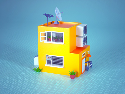 3D Lowpoly Building 36daysoftype 3d c4d cinema 4d geometric house illustration isometric lowpoly