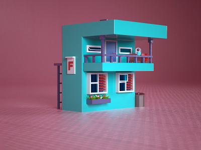 3d Lowpoly House 36daysoftype 3d 3d house 3d modeling a letter c4d cinema 4d design isometric lowpoly