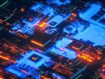 integrated circuit 3d abstract blue c4d cinema 4d colours design illustration neon octane visual