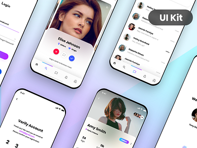 Dating App UI Kit app design datingapp mobile app design mobile app experience ui ui design uikit user experience design user experience ux user interface ux