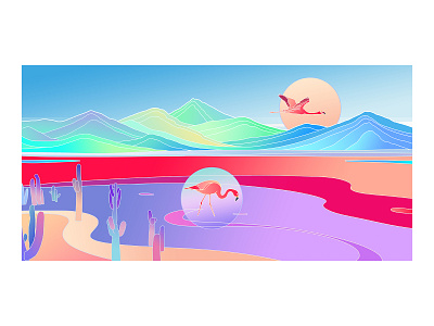 Wallpaper Illustrations-Luna african animals digital flamingos hand drawing illustration wallpaper wallpaper design wallpapers