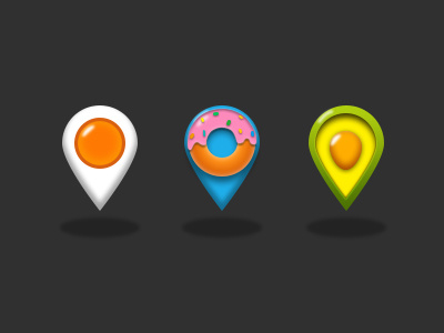 Cute Icons of Coordinate Part.1 app avocado coordinate dessert doughnut egg food fruit icon map