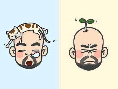 Lloyd the bareheaded man-6 cartoon character digital grass illustration kitty sleepy sticker wechat