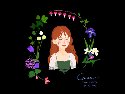 What star sign are you？-Cancer cancer clove constellation dream flora flower girl iris lotus star