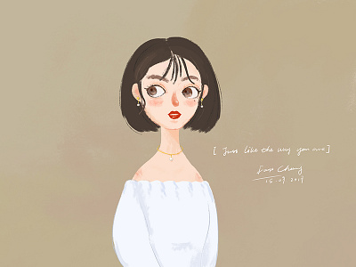 JUST LIKE THE WAY YOU ARE -01 beauty eyes girl grace hair illustration lady lip necklace print