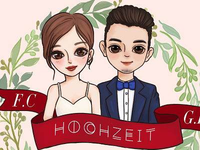We Got Married! bride bridegroom hochzeit illustration love wedding