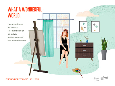 Song For You 02-What a wonderful world character digital girl hand drawing illustration ui web