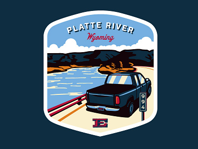 Road Trip Badges - Platte River badge casper f 150 ford mile marker river road trip team erickson travel trees truck wyoming