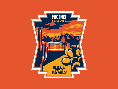 Ball In The Family - 03 Phoenix adventure arizona badge cactus facebook illustration landscape mountains outdoors phoenix sunset