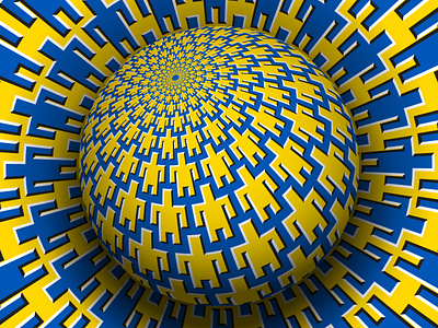 Optical motion illusion background yellow blue Vector Image