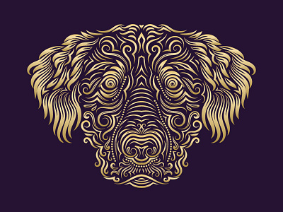 Muzzle of a dog concept design dog emblem golden head label ornamental patterned puppy symbol traditional