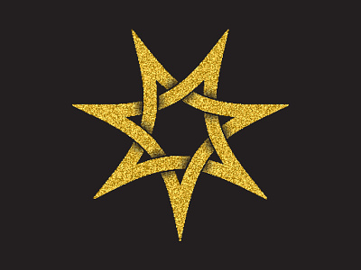 Golden seven pointed star abstract design emblem glittering golden label ornament seven pointed sign star symbol totem