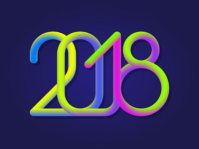 2018 fluid colors lettering for poster design. 2018 banner calendar colorful festive fluid gradient holiday lettering numbers poster year