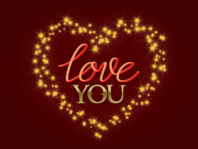 Love You design for lovers banner card decoration design glittering heart lettering love poster romantic stars valentines