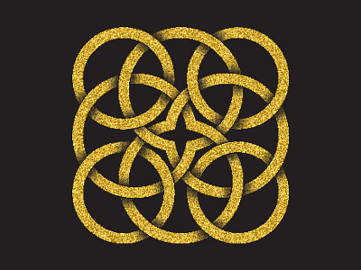 Magic glittering symbol abstract design emblem glittering golden magic mandala ornament sign symbol totem tribal