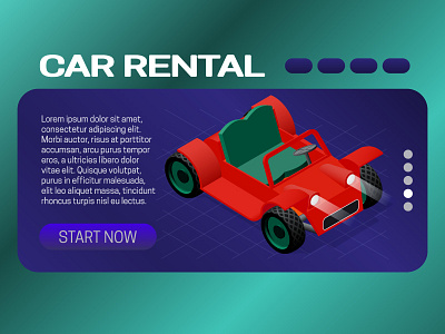 Isometric car concept auto banner business car concept design header illustration isometric rental traveling vehicle