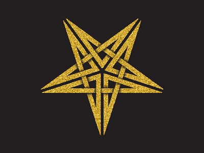 Golden magic pentagram abstract design emblem glittering golden logo pentagram sign star symbol totem tribal